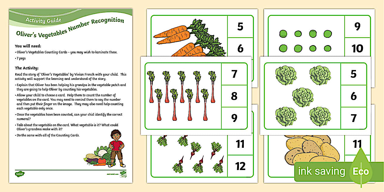 Oliver's Vegetables Number Recognition Busy Bag Resource Pack for Parents