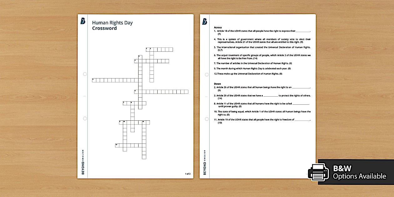 Human Rights Day Crossword