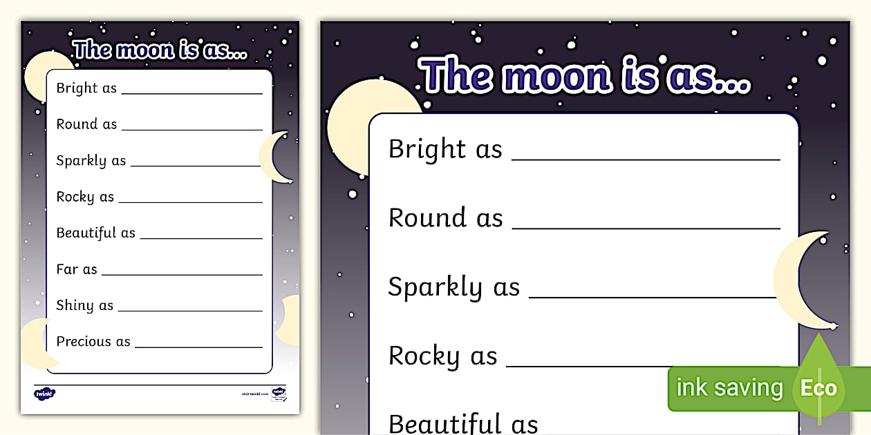 Moon Simile Poem Writing Template (teacher made) - Twinkl