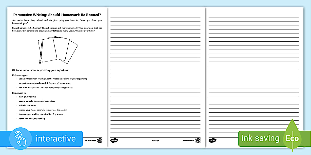 NAPLANStyle Writing Yr 3 or Yr 5 Set 4 Persuasive Task