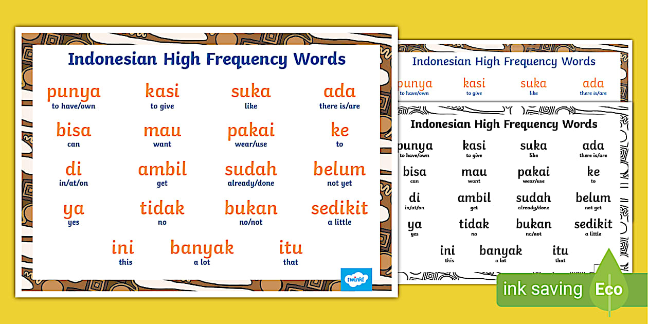 High Frequency Words Poster - Indonesian (Lehrer gemacht)