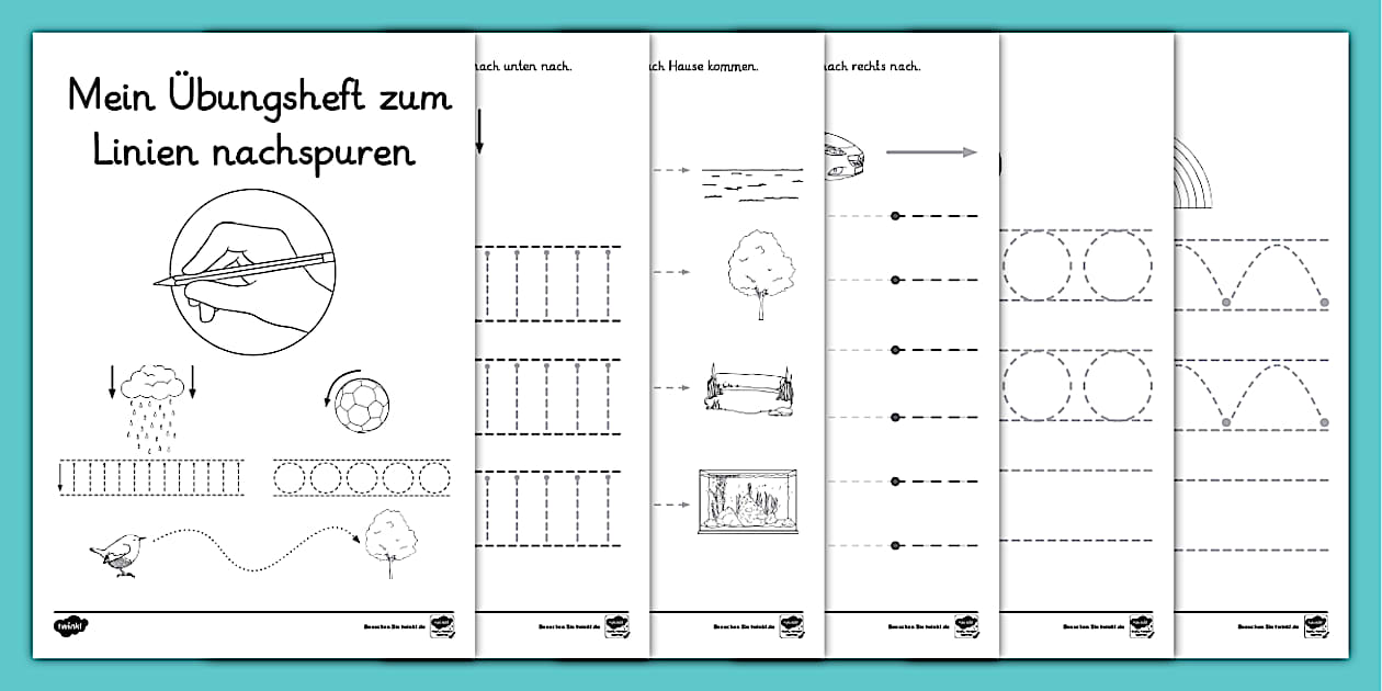 Linien nachspuren - Übungsheft (teacher made) - Twinkl