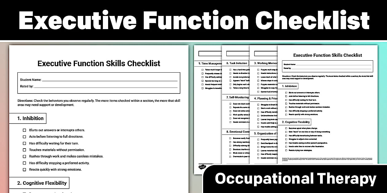 Executive Function Behavior Checklist for Teachers and Parents