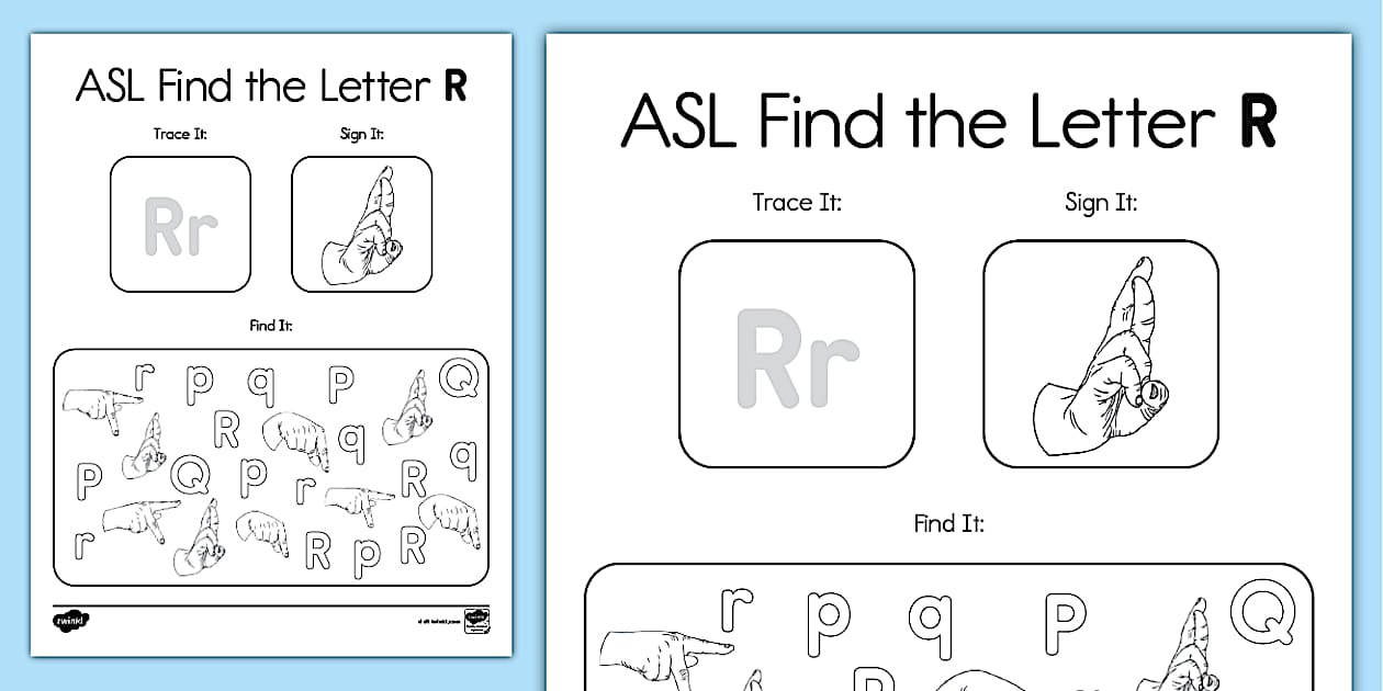 ASL Find the Letter R Worksheet (TeacherMade) Twinkl