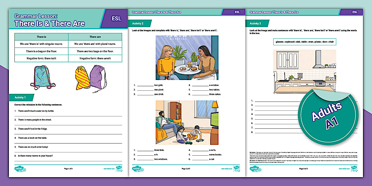 ESL There Is & There Are Activity Sheet [Adults, A1]