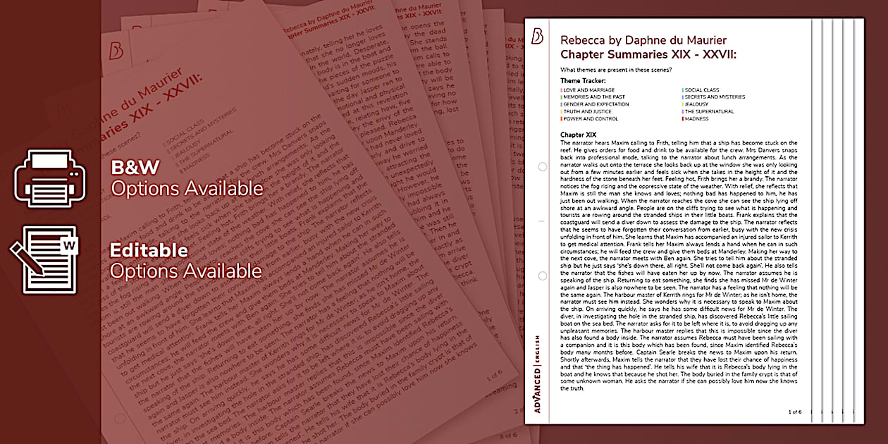Rebecca Chapter Summaries XIX XXVII (Teacher Made)