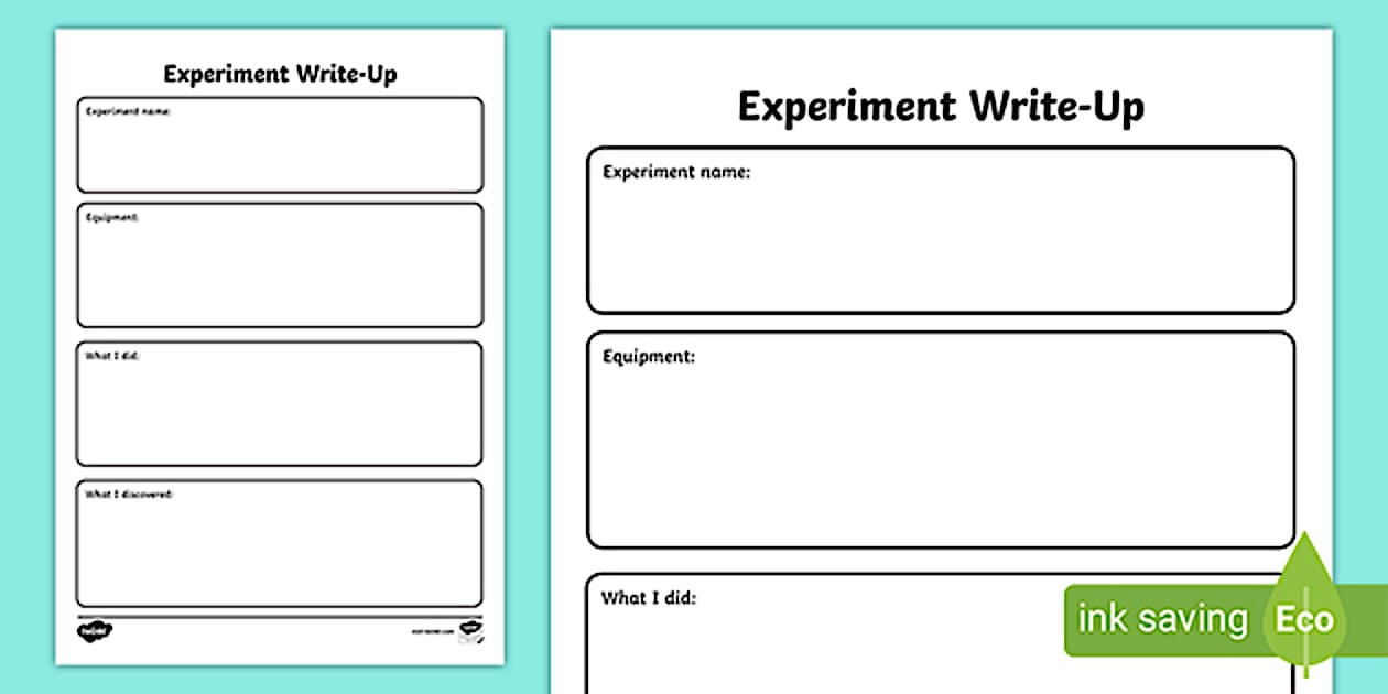 Science Experiment Write Up Example - Recording Sheet