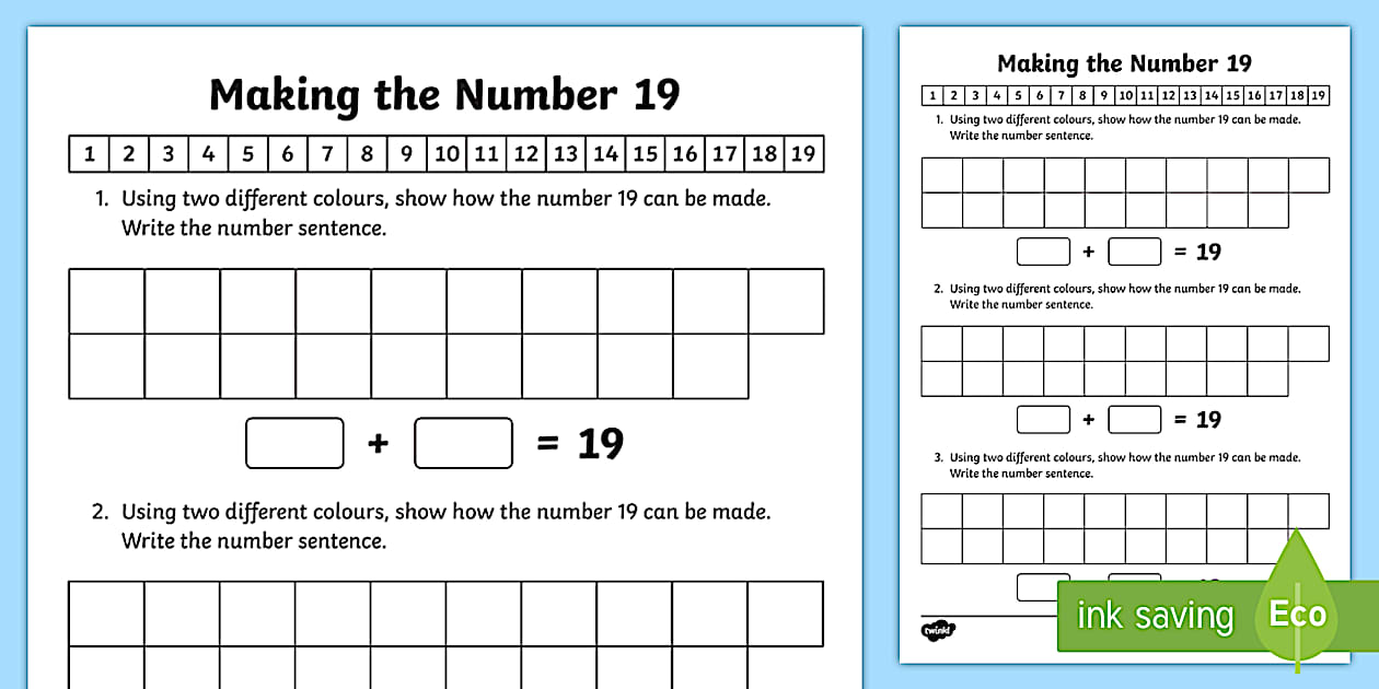 Write 19 Ways of Making 19 Worksheet / Worksheet