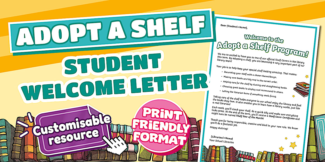 Adopt a Shelf Student Welcome Letter (teacher made) Twinkl