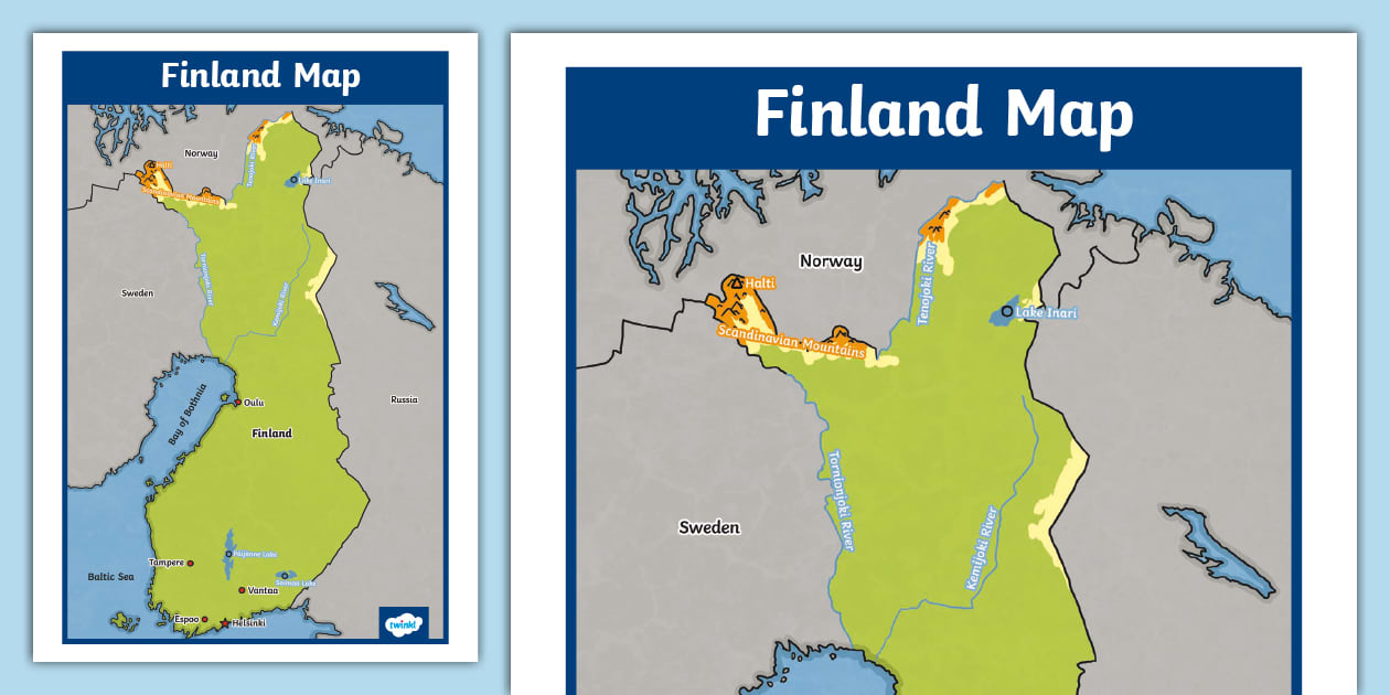 KS2 Finland Display Map Geography Countries Twinkl