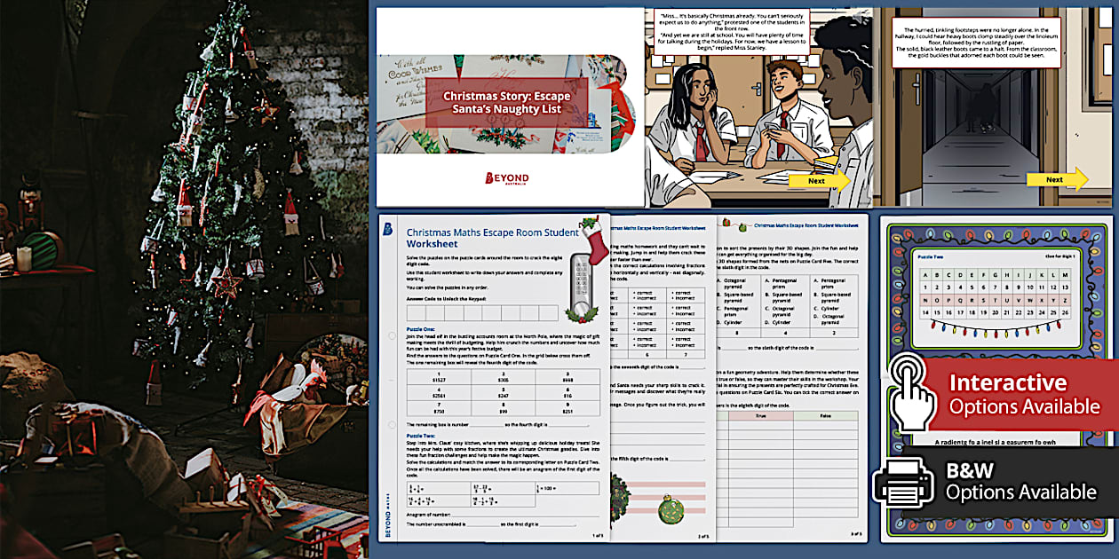 Christmas Escape Room: Year 7 and 8 Maths (teacher made)