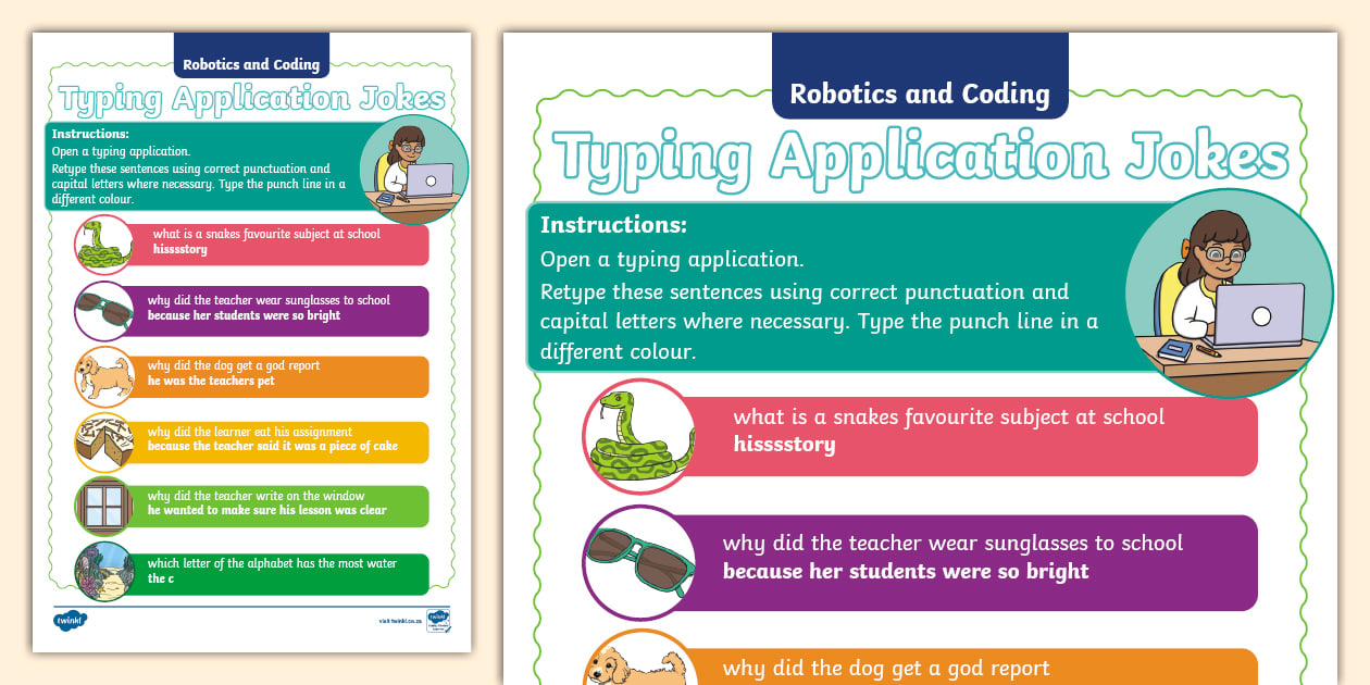 Robotics and Coding Typing Task - Jokes - Twinkl