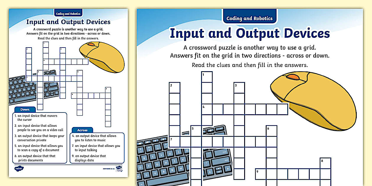 Robotics and Coding: Grid Work Crossword Puzzle Twinkl