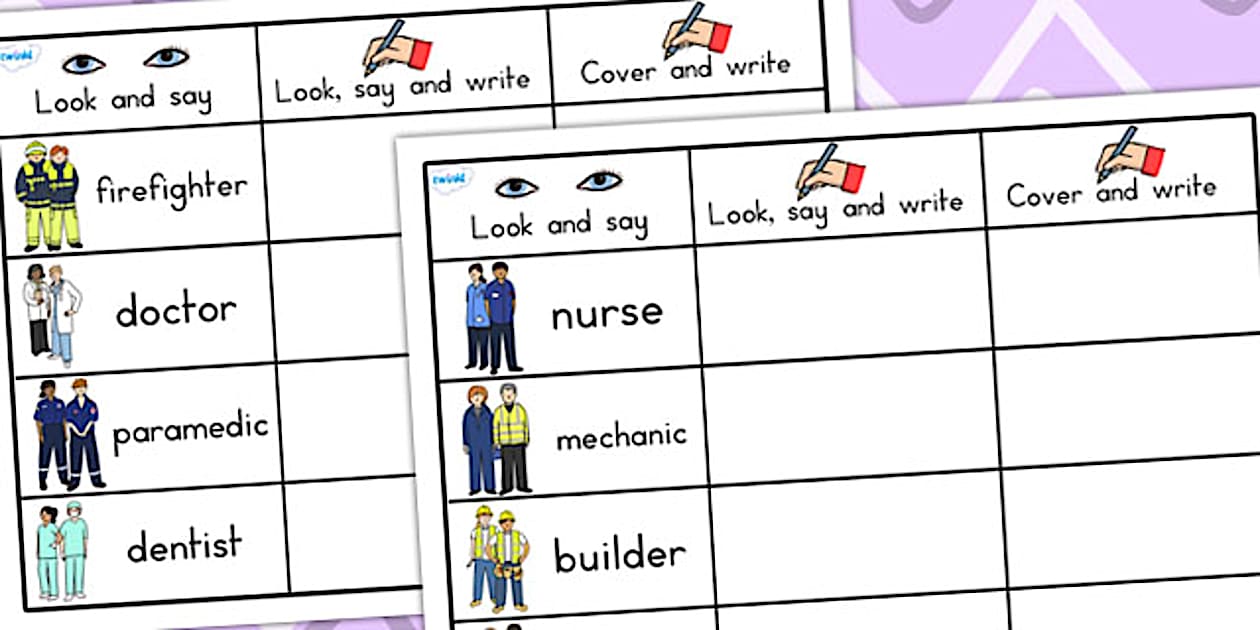 Practise Help People Who Help Us Word Practice Worksheets - word practice