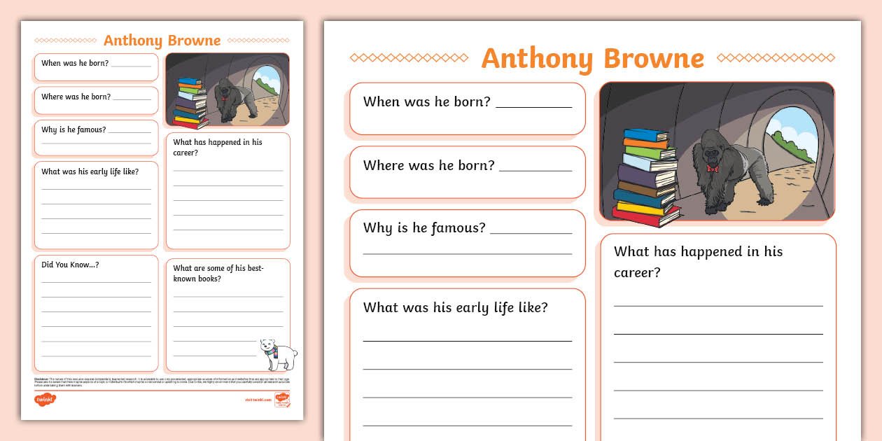 Anthony Browne (Author) Fact File,Anthony Browne - Twinkl