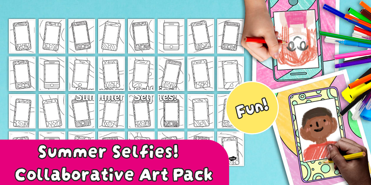 FREE Summer Selfies! Collaborative Art Pack - Twinkl
