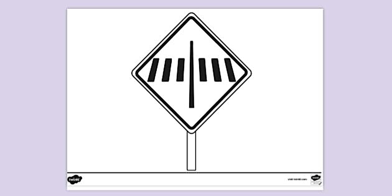 Pedestrian Crossing Road Sign Colouring Sheet - Twinkl