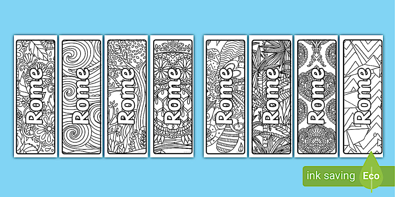 Rome Mindfulness Name Colouring Bookmarks (teacher made)