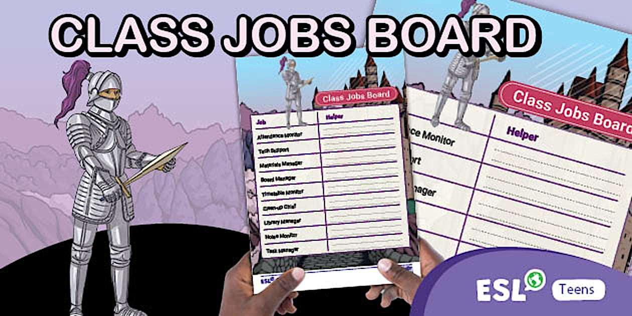ESL Class Jobs Board Kingdom Quest Theme