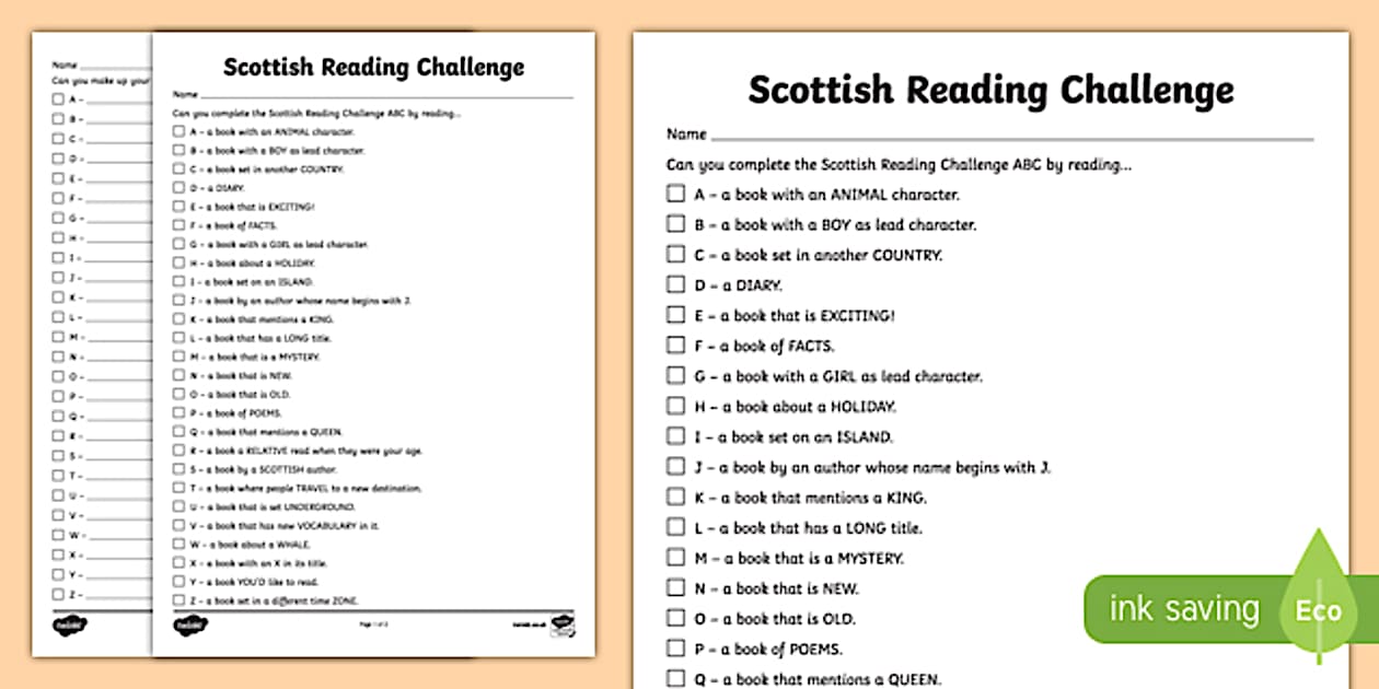 ABC Reading Challenge Worksheet - Literacy (teacher made)