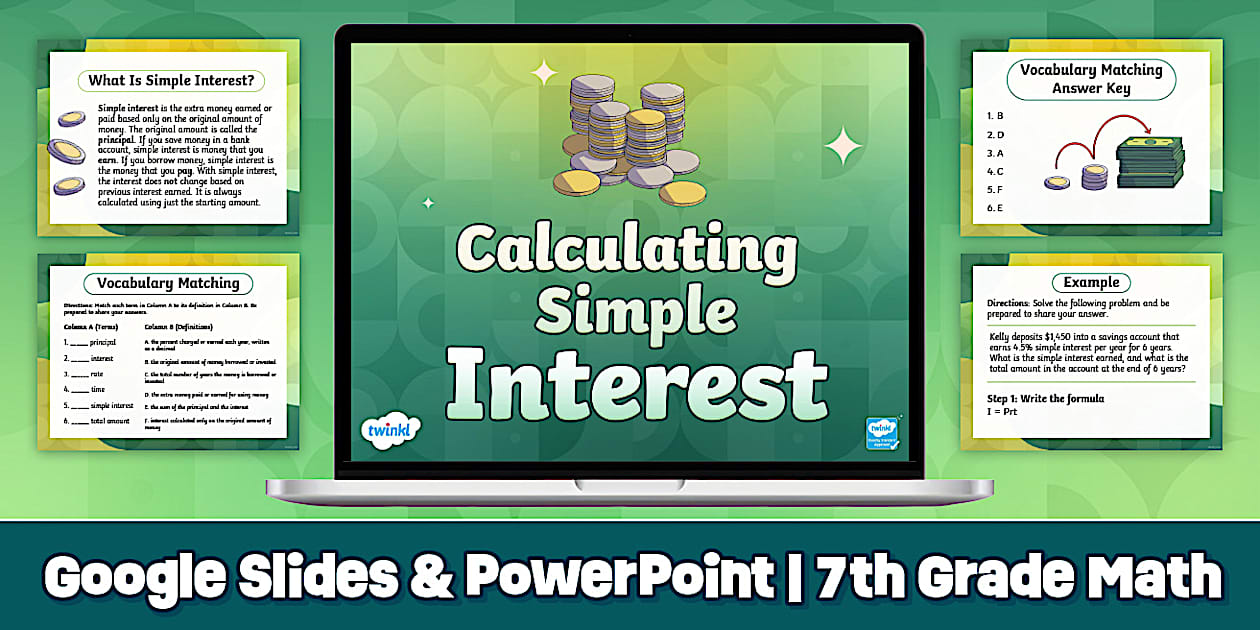 Calculating Simple Interest PowerPoint and Google Slides