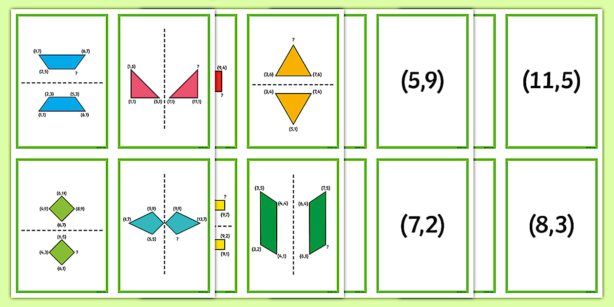 Black and White 2D Shape Reflection Matching Cards - Twinkl