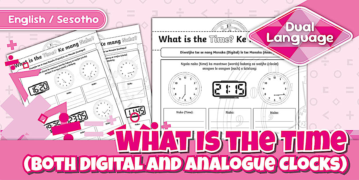 Digital Time Clock Face Grade 4 What Is the Time (Both Digital and Analogue Clocks)