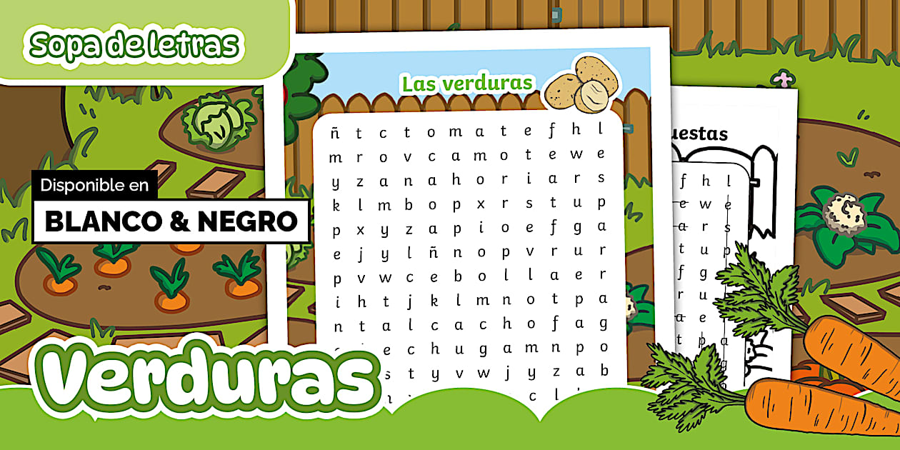 Sopa de letras: Verduras | Recursos Educativos Twinkl