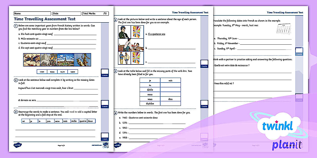 French Time Travelling Year 5 Assessment Test french time travelling year 5 assessment test