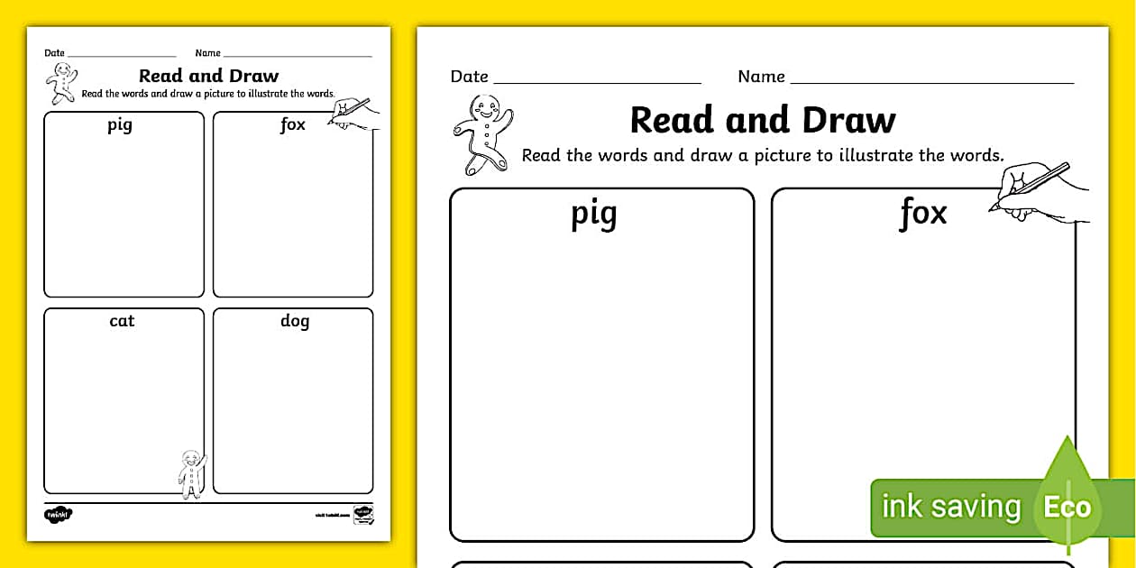 The gingerbread man read and draw worksheet twinkl