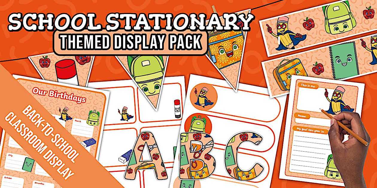 Fun Display Script School Stationary Themed Display Pack
