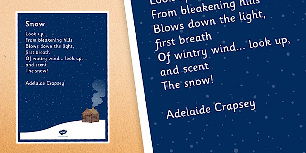Snow by Adelaide Crapsey Cinquain Poem Poster Twinkl