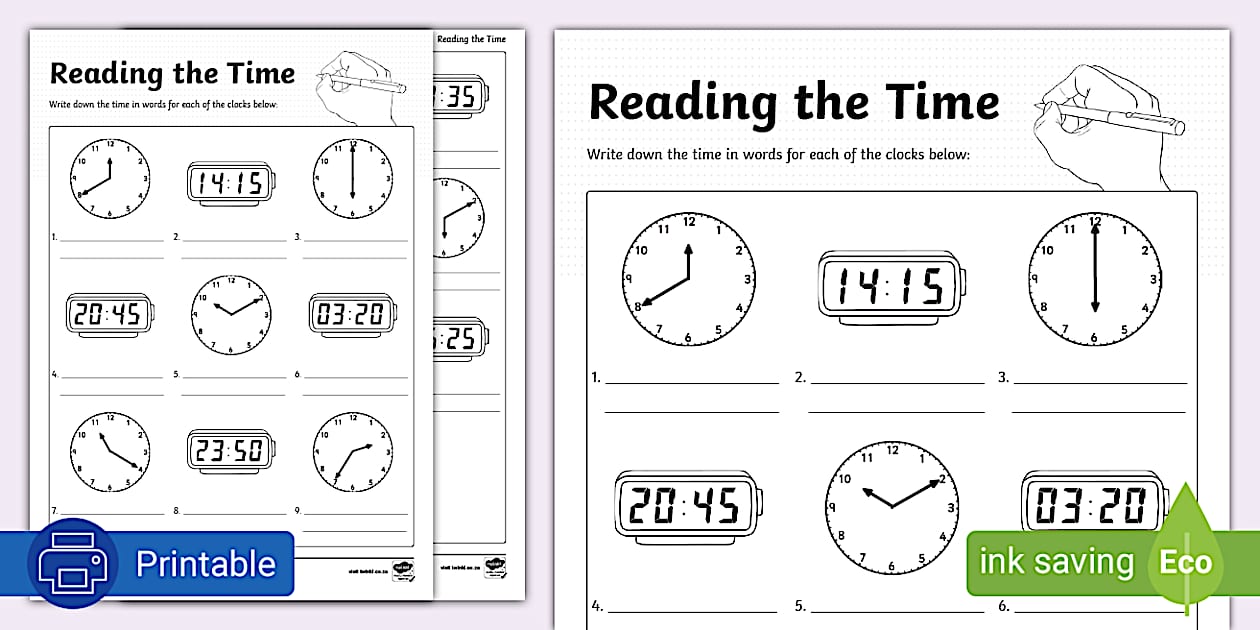 Reading the Time Activity Sheet (teacher made) - Twinkl