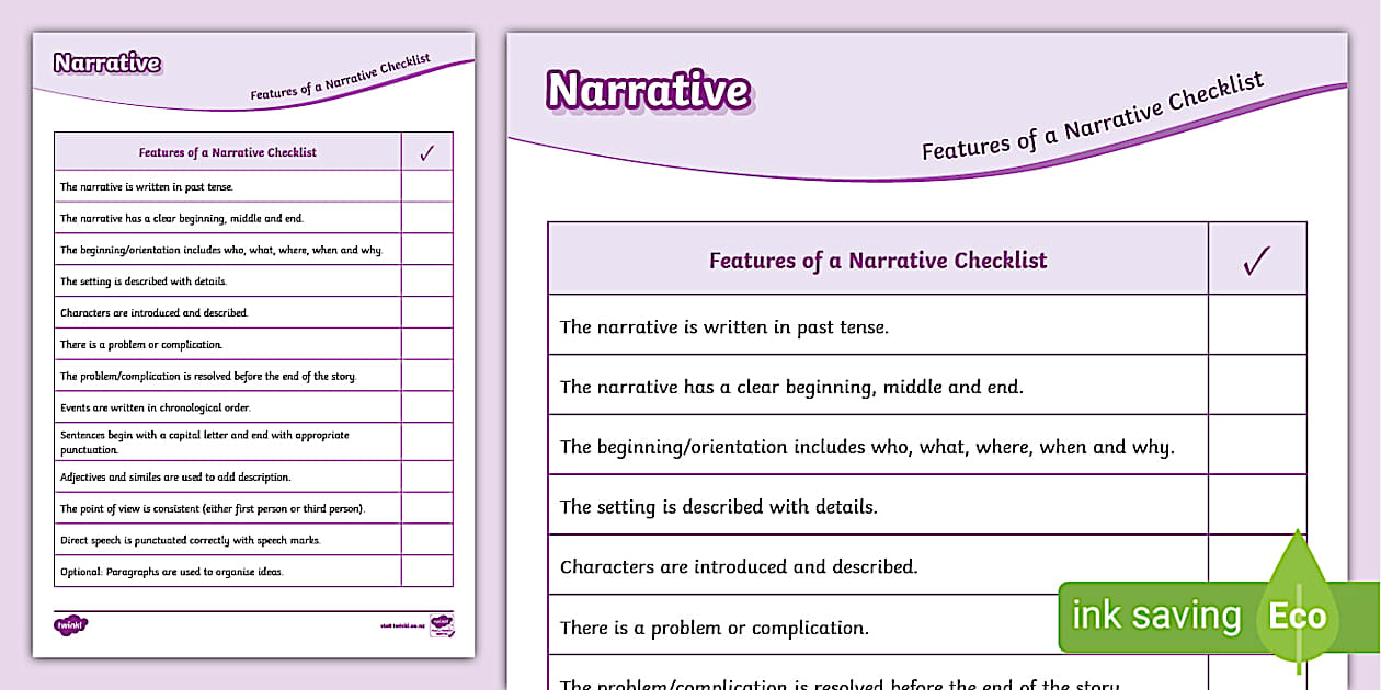 Level 2 Writing Features Of Narrative Writing Checklist level-2-writing-features-of-narrative-writing-checklist