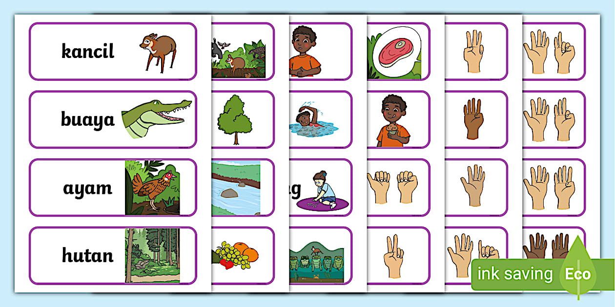 Si Kancil dan Si Buaya - Indonesian Word Cards