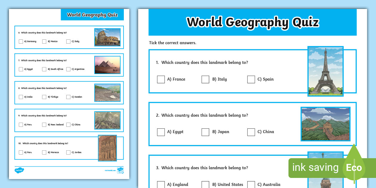World Landmarks - Geography Quiz