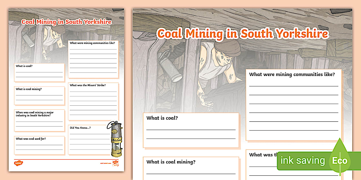 Coal Mining in South Yorkshire Fact File Template Twinkl