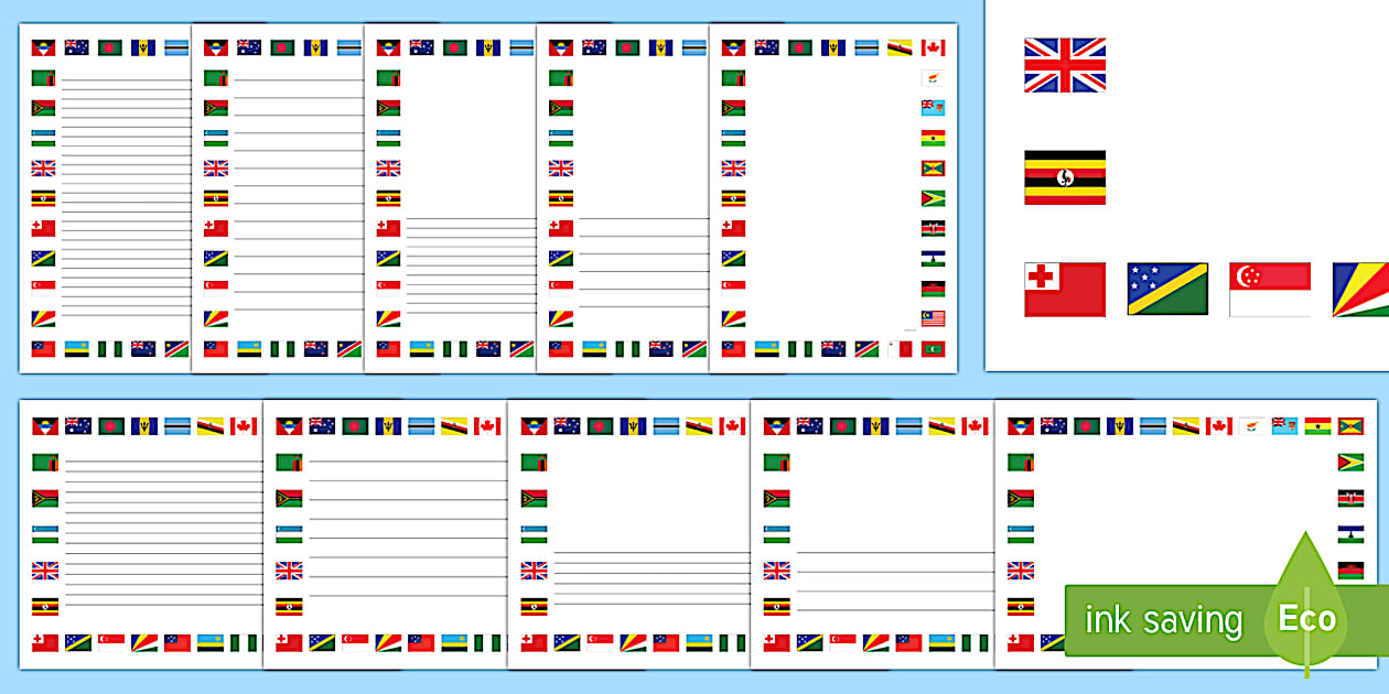 Flags of the Commonwealth Page Border Pack - Twinkl