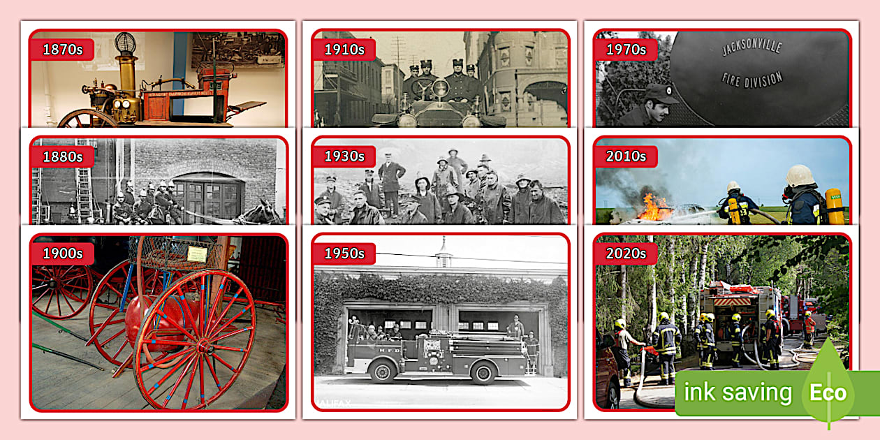 Firefighters Then and Now Display Photo Pack - KS1 - Twinkl