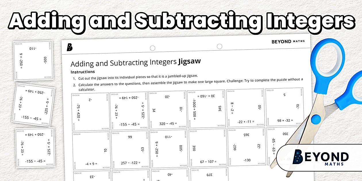 Math Integars Integars Jigsaw Worksheet