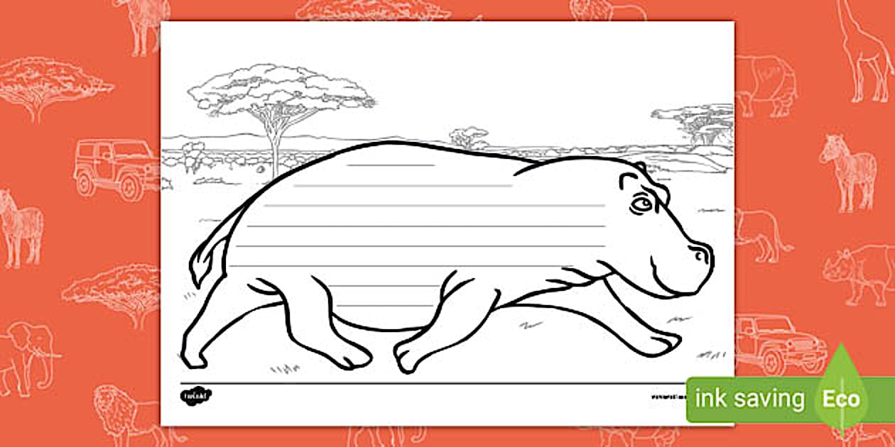 Hippo Copyable Hippo Writing Template (teacher made) - Twinkl