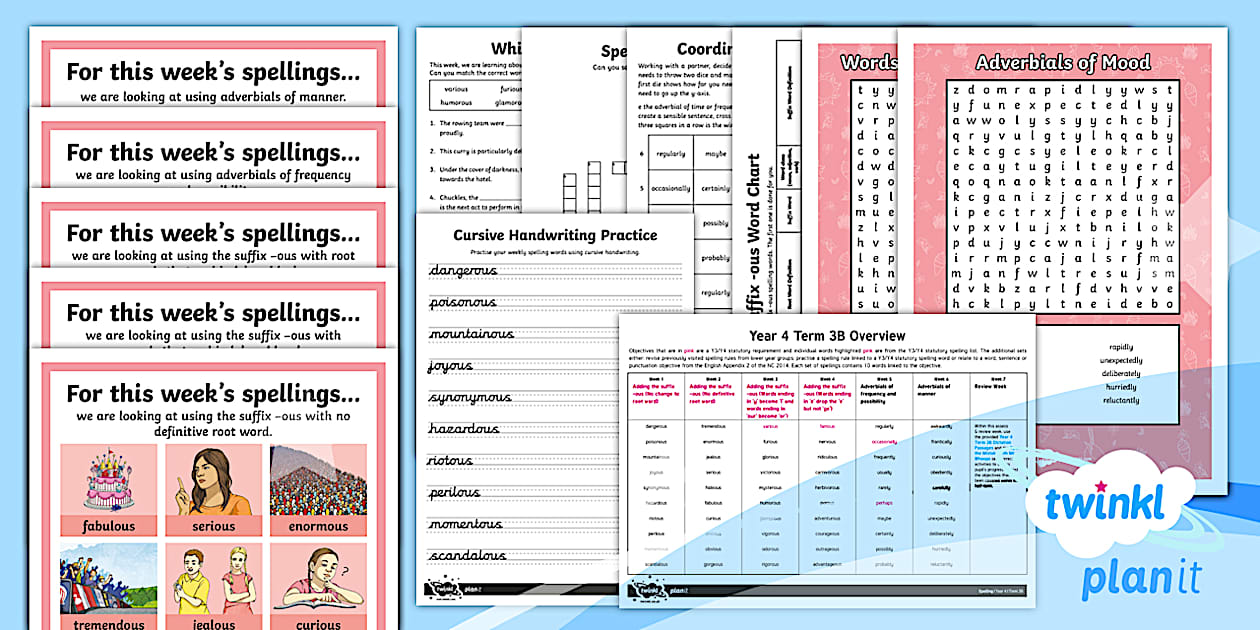 PlanIt Year 4 Term 3B Bumper Spelling Pack (teacher made)