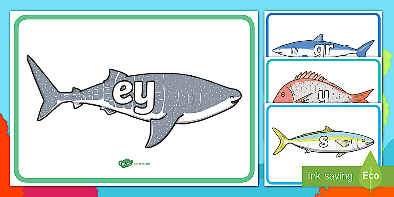 Precursive Under the Sea Themed Phase 2 to 5 Phonemes Display Posters