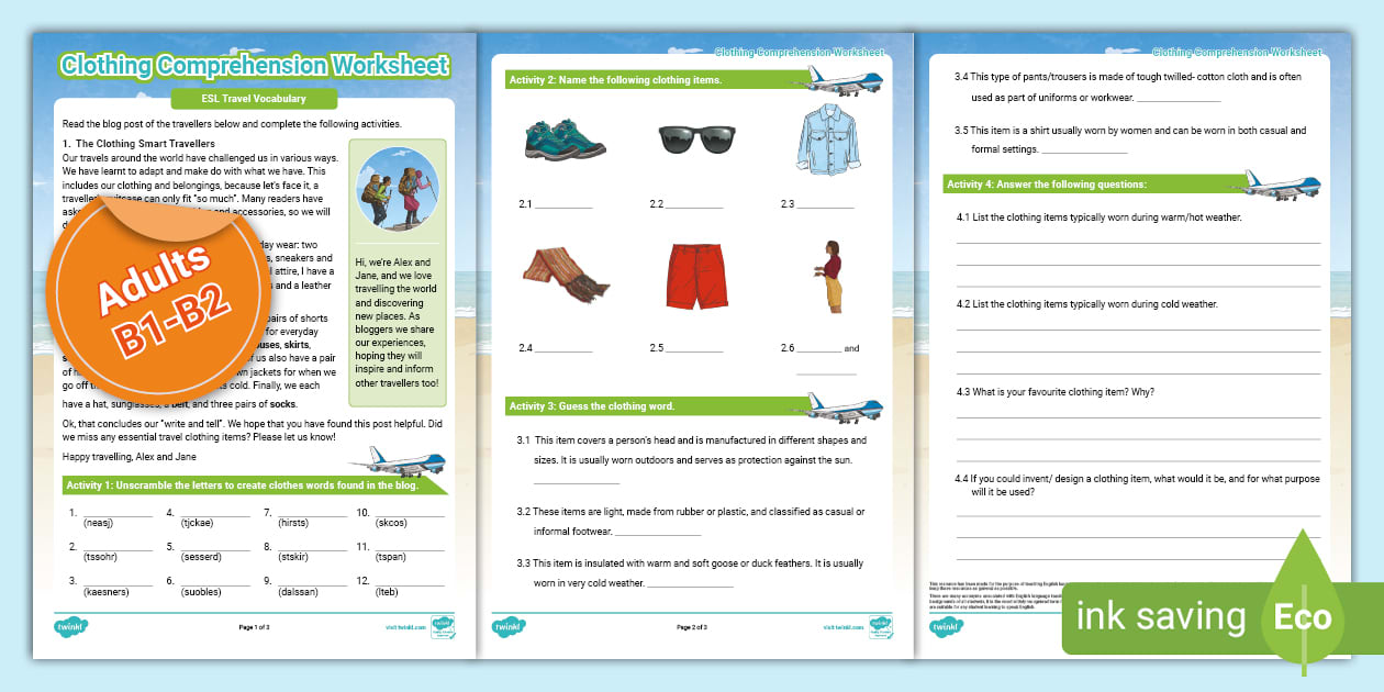 ESL Travel Vocabulary PDF | Travel Exercises ESL | Twinkl