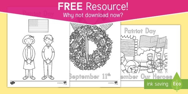 FREE Patriot Day Coloring Sheets (teacher made) - Twinkl