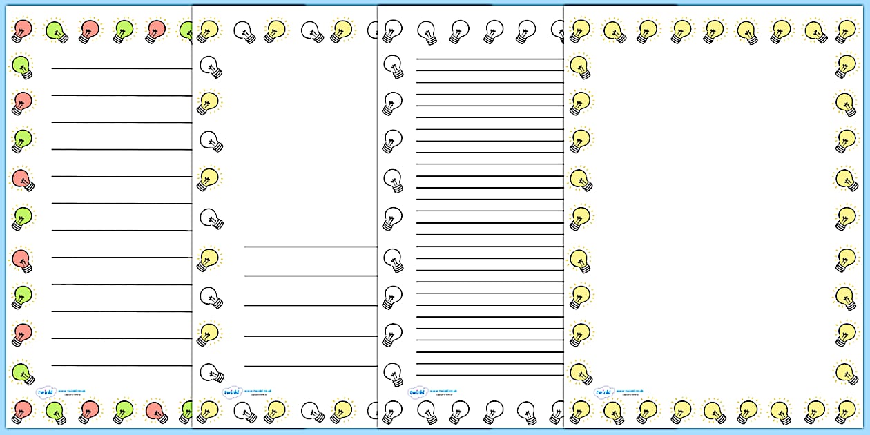 Light Bulbs Page Borders (teacher made) - Twinkl