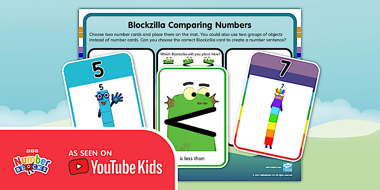 Free numberblocks blockzilla comparing numbers activity