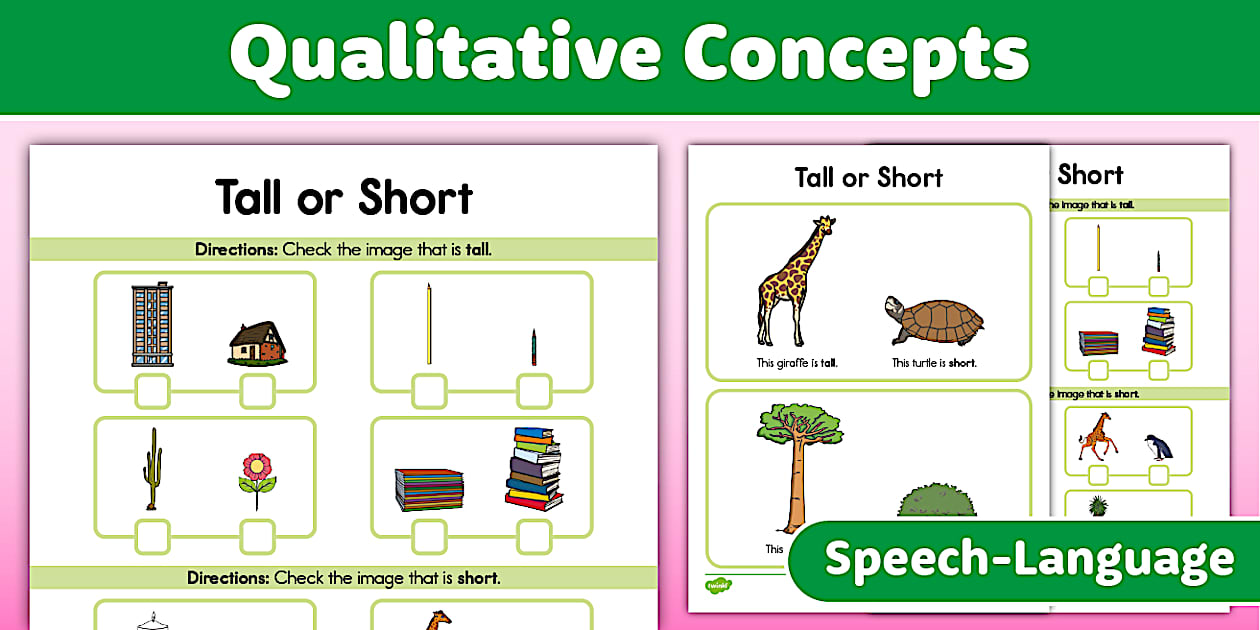 Tall or Short Qualitative Concepts Worksheet