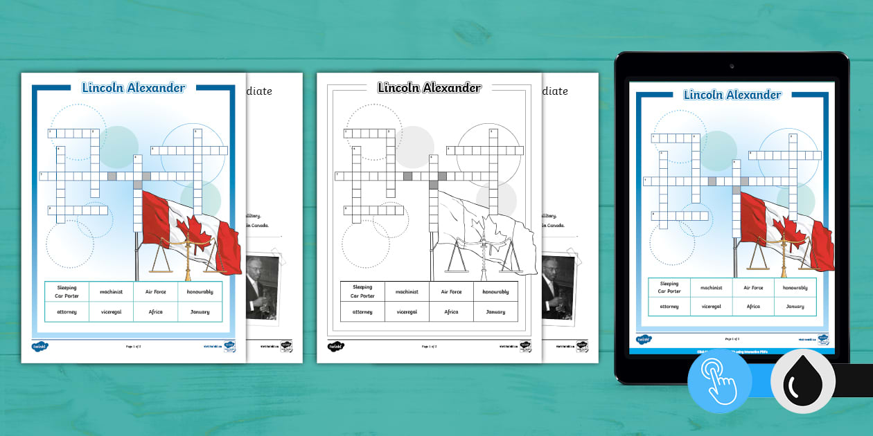 Lincoln Alexander Intermediate Crossword Puzzle Twinkl