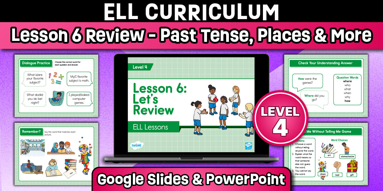 ELL: Level 4, Lesson 6 Review PowerPoint & Google Slides